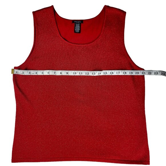 Bob Mackie Metallic Knit Sleeveless Top Tank Special Occasion Red XL - Picture 6 of 7